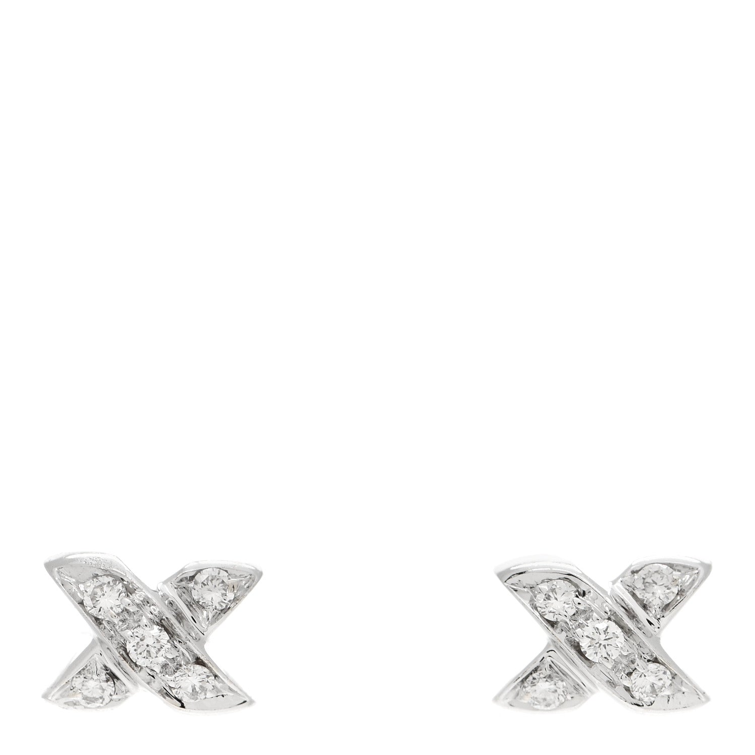 Tiffany 18K White Gold Diamond Cross Stitch X Stud Earrings 1 of 4