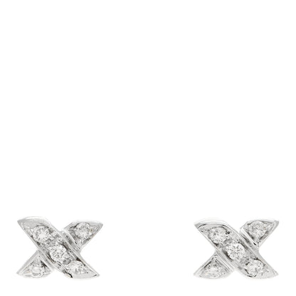 Tiffany 18K White Gold Diamond Cross Stitch X Stud Earrings 1 of 4