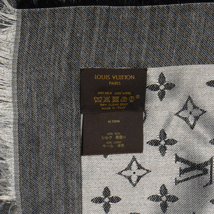 Louis Vuitton Wool Silk Monogram Denim Shawl Black 5 of 5