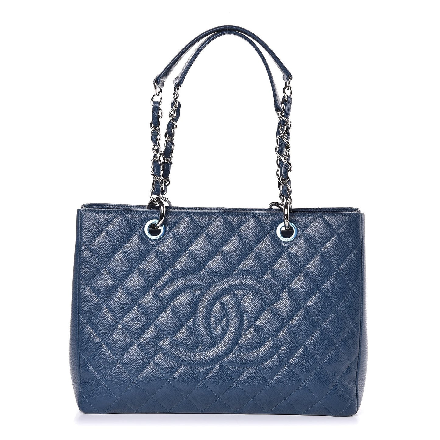 Caviar Quilted Grand Shopping Tote GST Dark Blue