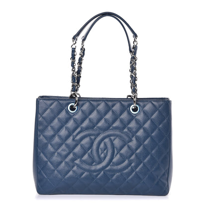 Chanel Caviar Quilted Grand Shopping Tote GST Dark Blue 1 of 8