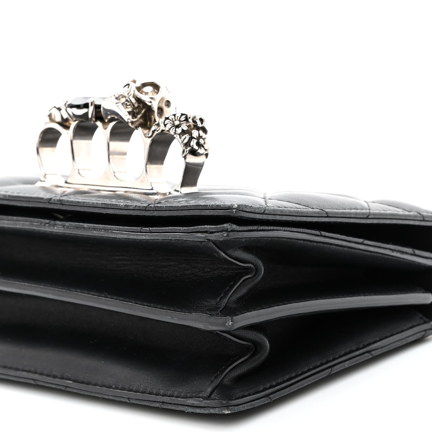 Alexander McQueen Lambskin Quilted Knuckle Shoulder Bag Black 9 of 9