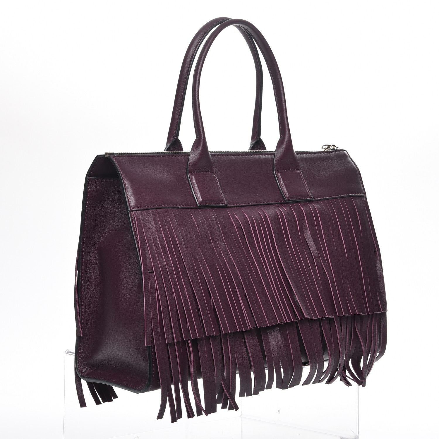Versace Calfskin Palazzo Fringe Tote Purple 3 of 6