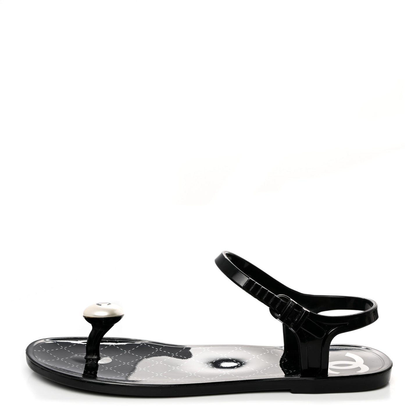 PVC CC Pearl Thong Sandals 37 Black