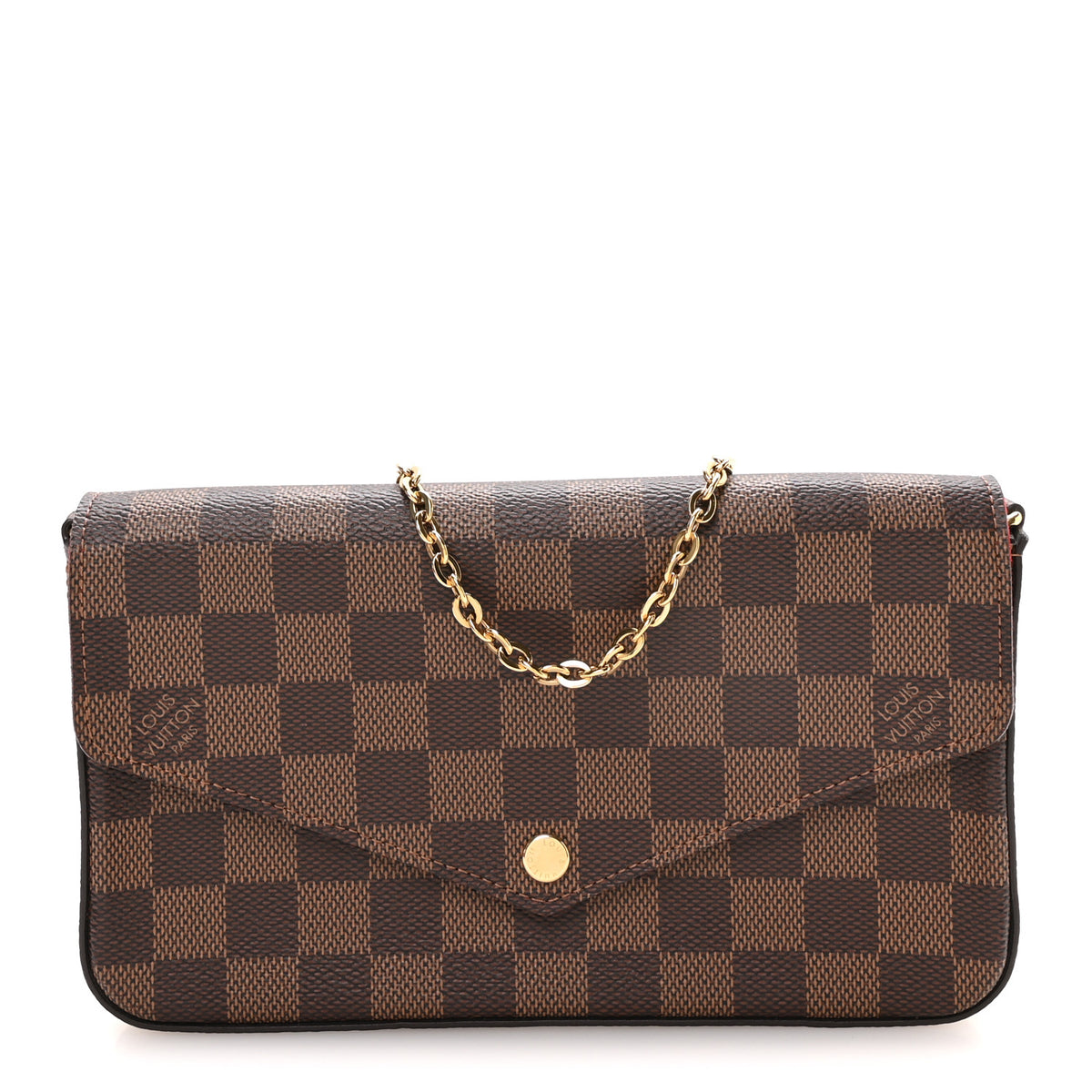 Louis Vuitton Damier Ebene Pochette Felicie Chain Wallet 1 of 10