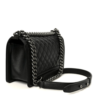Chanel Caviar Quilted Medium Boy Flap Black 2 of 9