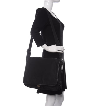 Prada Tessuto Nylon Saffiano Messenger Bag Black 2 of 13