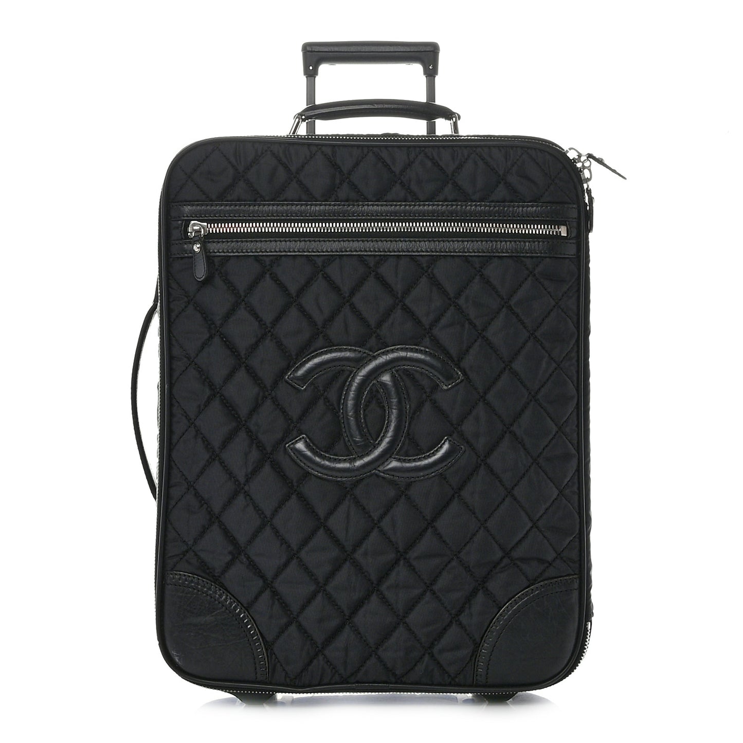 Toile Calfskin Quilted Paris New York Trolley Black