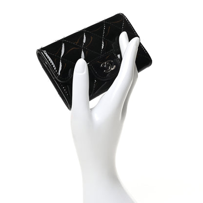 Chanel Patent Quilted Flap Card Holder Black 2 of 9