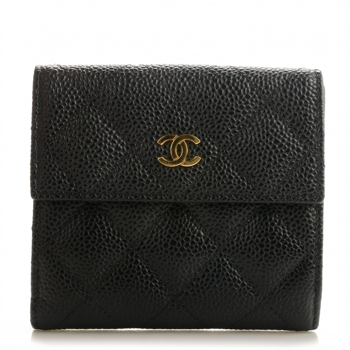Caviar Quilted Compact French Flap Wallet
