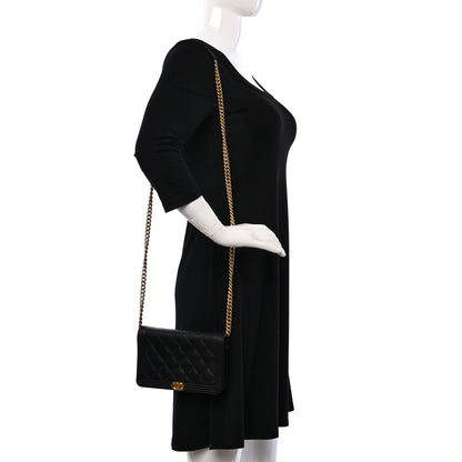 Chanel Caviar Quilted Boy Wallet On Chain WOC Black 2 of 11