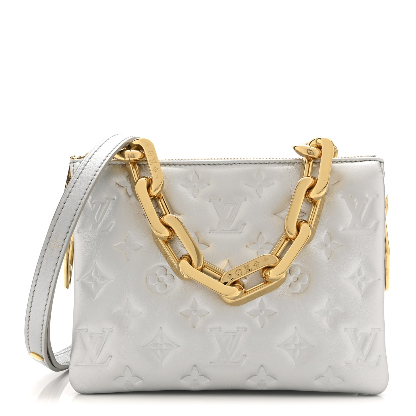 Lambskin Embossed Monogram Coussin BB Silver