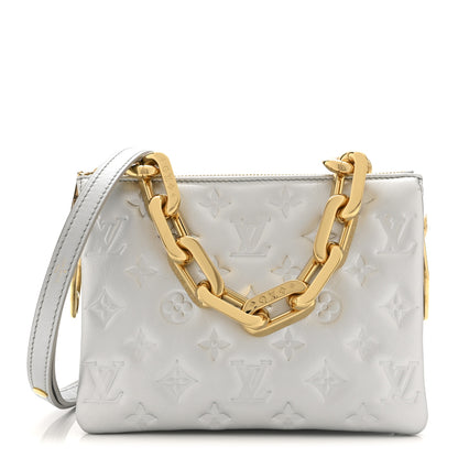 Louis Vuitton Lambskin Embossed Monogram Coussin BB Silver 1 of 9
