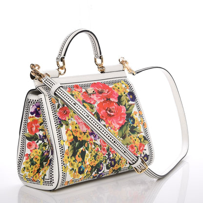 Dolce & Gabbana Dauphine Floral Print Medium Miss Sicily Satchel White 3 of 10