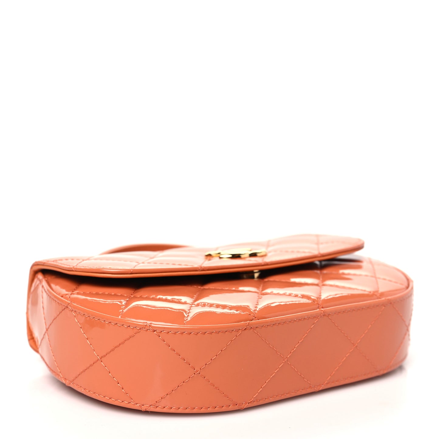 Patent Quilted Flap Phone Holder With Chain Orange
