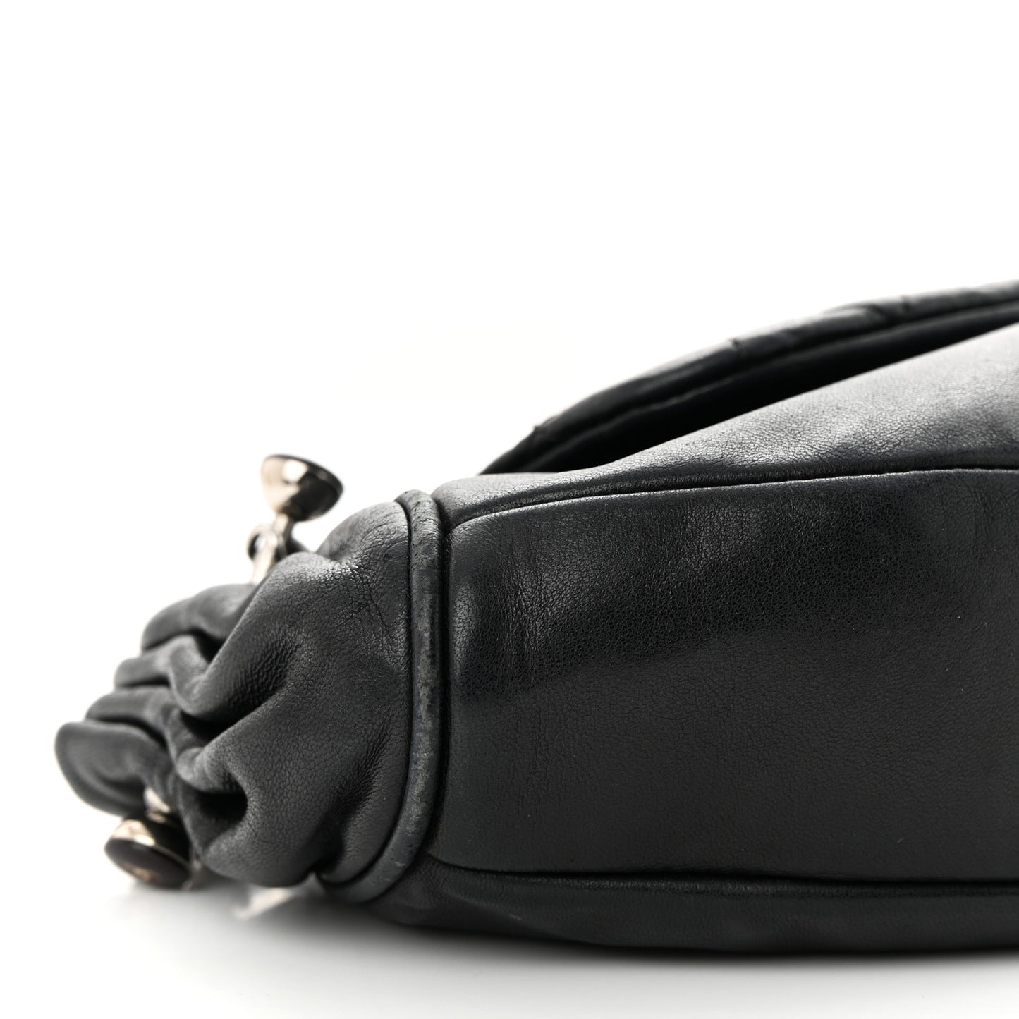 Lambskin Quilted CC Accordion Shoulder Bag Black