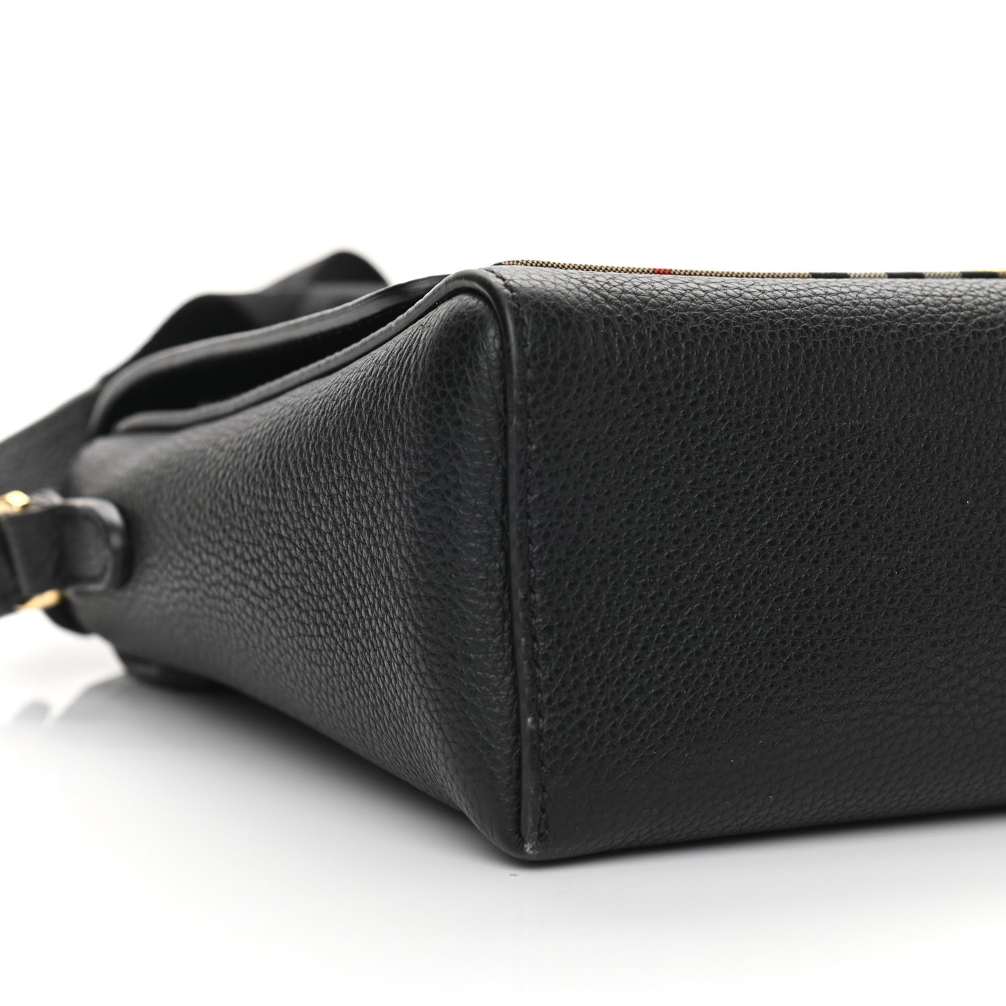 Grainy Calfskin Vintage Check Note Crossbody Bag Black