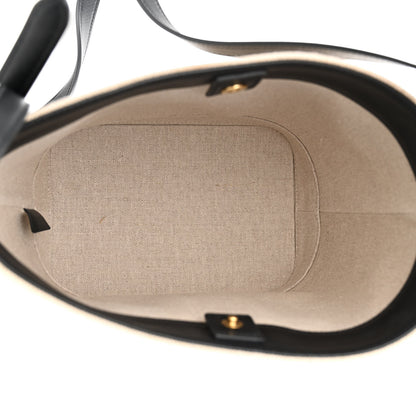 Celine Canvas Calfskin Triomphe Small Bucket Bag Vanilla Black 5 of 11