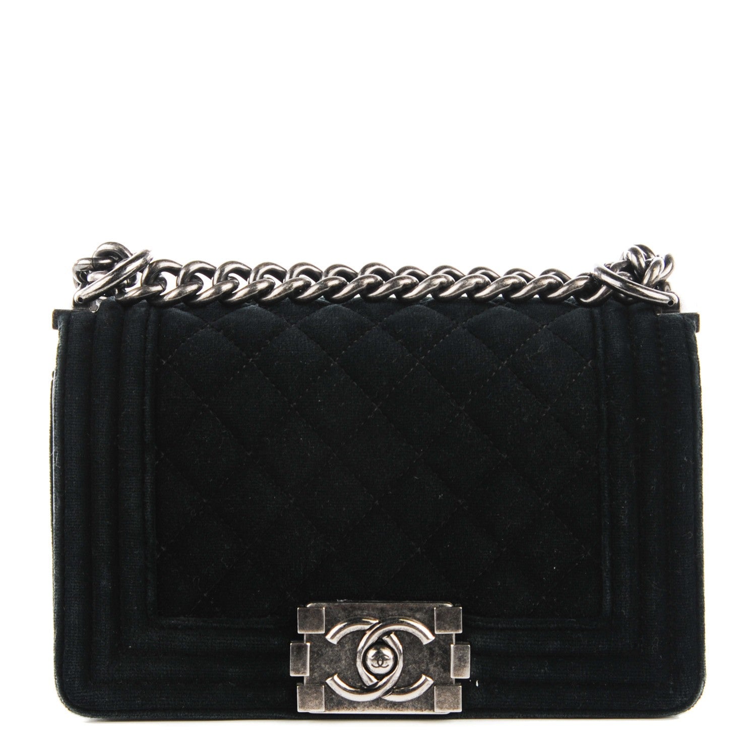 Chanel Velvet Quilted Small Boy Flap Black 1 of 8