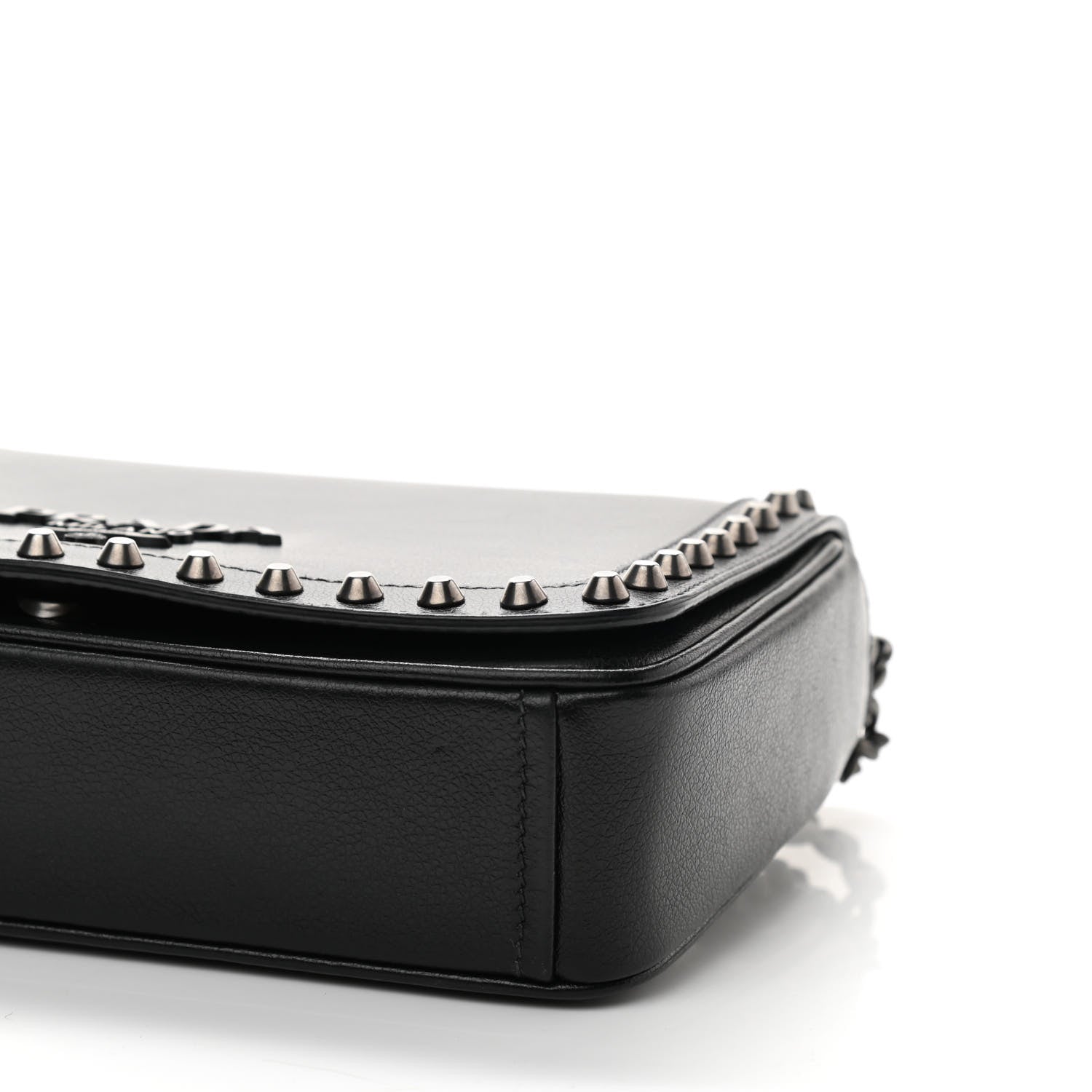Prada Glace Calfskin Studded Crossbody Black 9 of 9