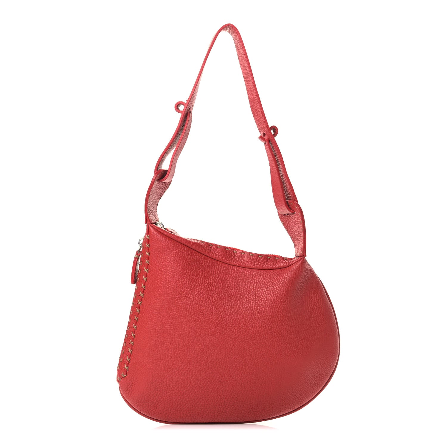 Fendi Calfskin Romano Selleria Hobo Bag Red 1 of 10