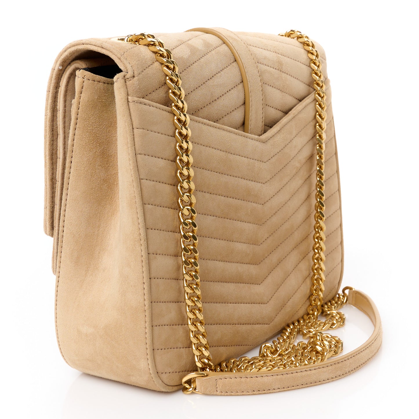 Suede Matelasse Chevron Monogram Medium Sulpice Beige