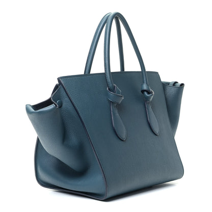 Celine Crisped Calfskin Small Tie Knot Tote Metallic Blue 10 of 10