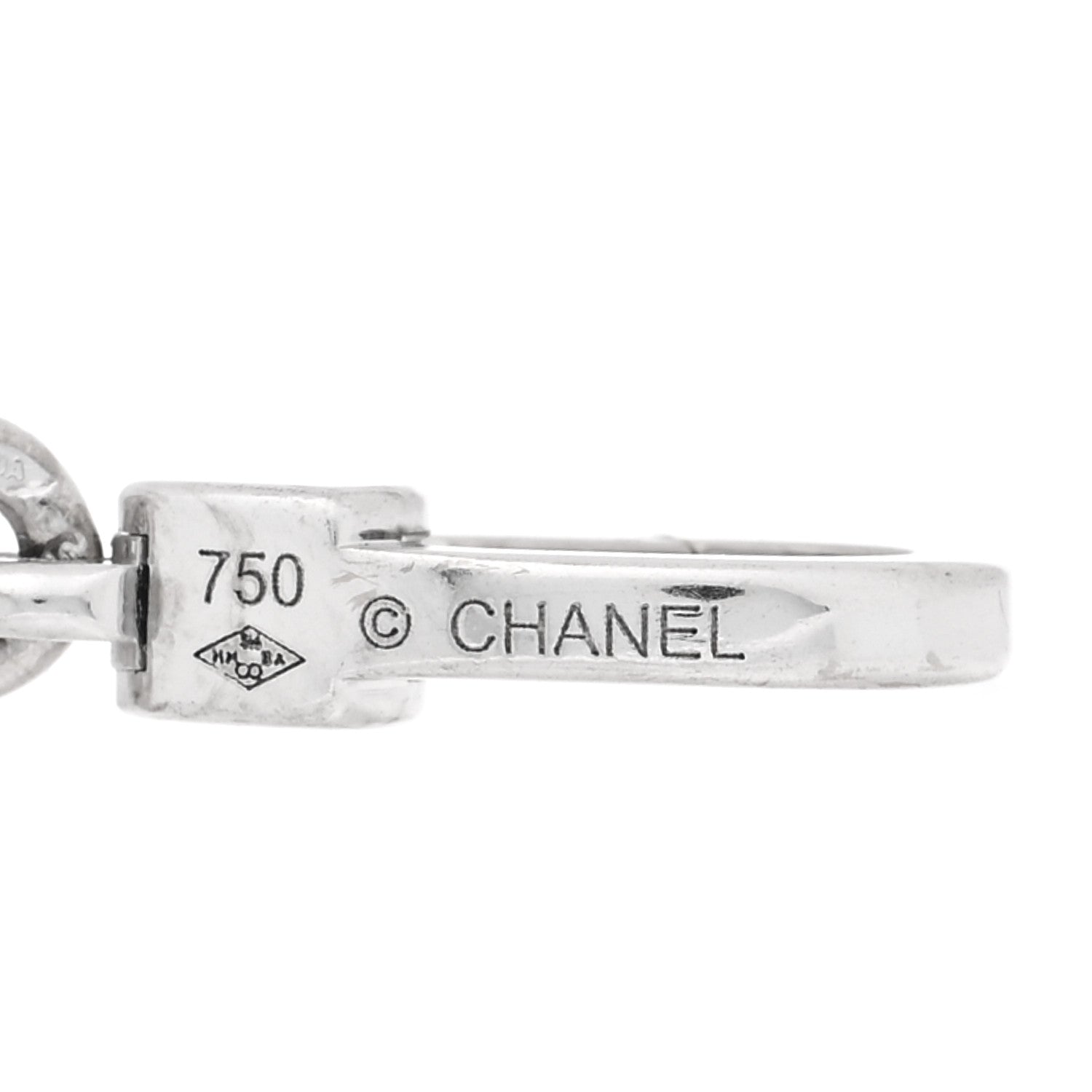 Chanel 18K White Gold Diamond C Charm 3 of 3