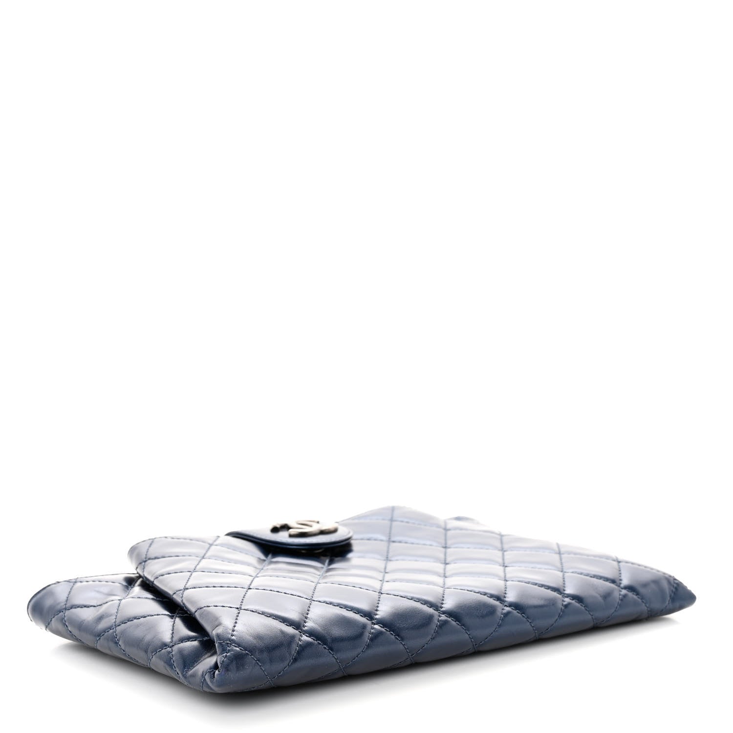Chanel Glazed Calfskin Quilted Coco Pleats Clutch Navy 4 of 10