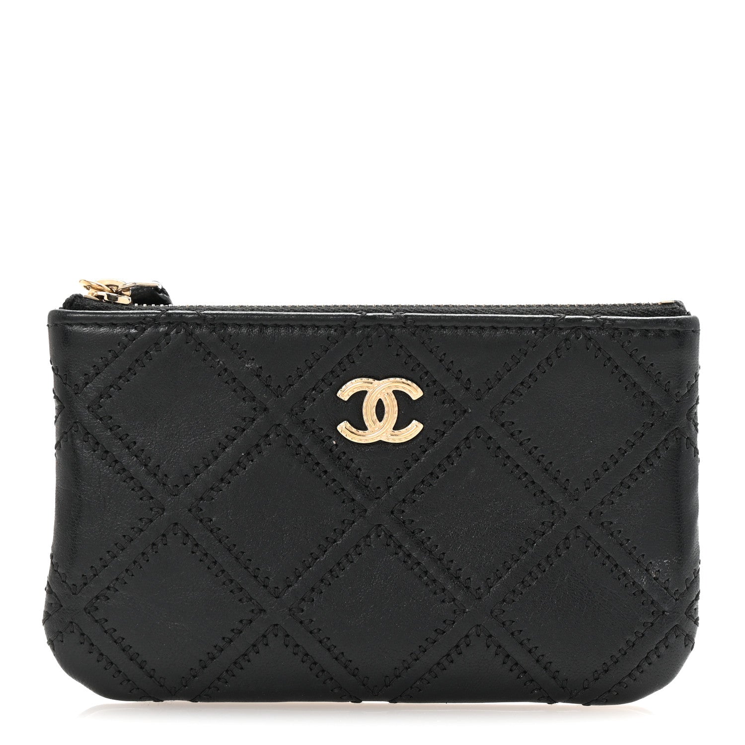 Chanel Lambskin Stitched Small Cosmetic Case Black 1727814