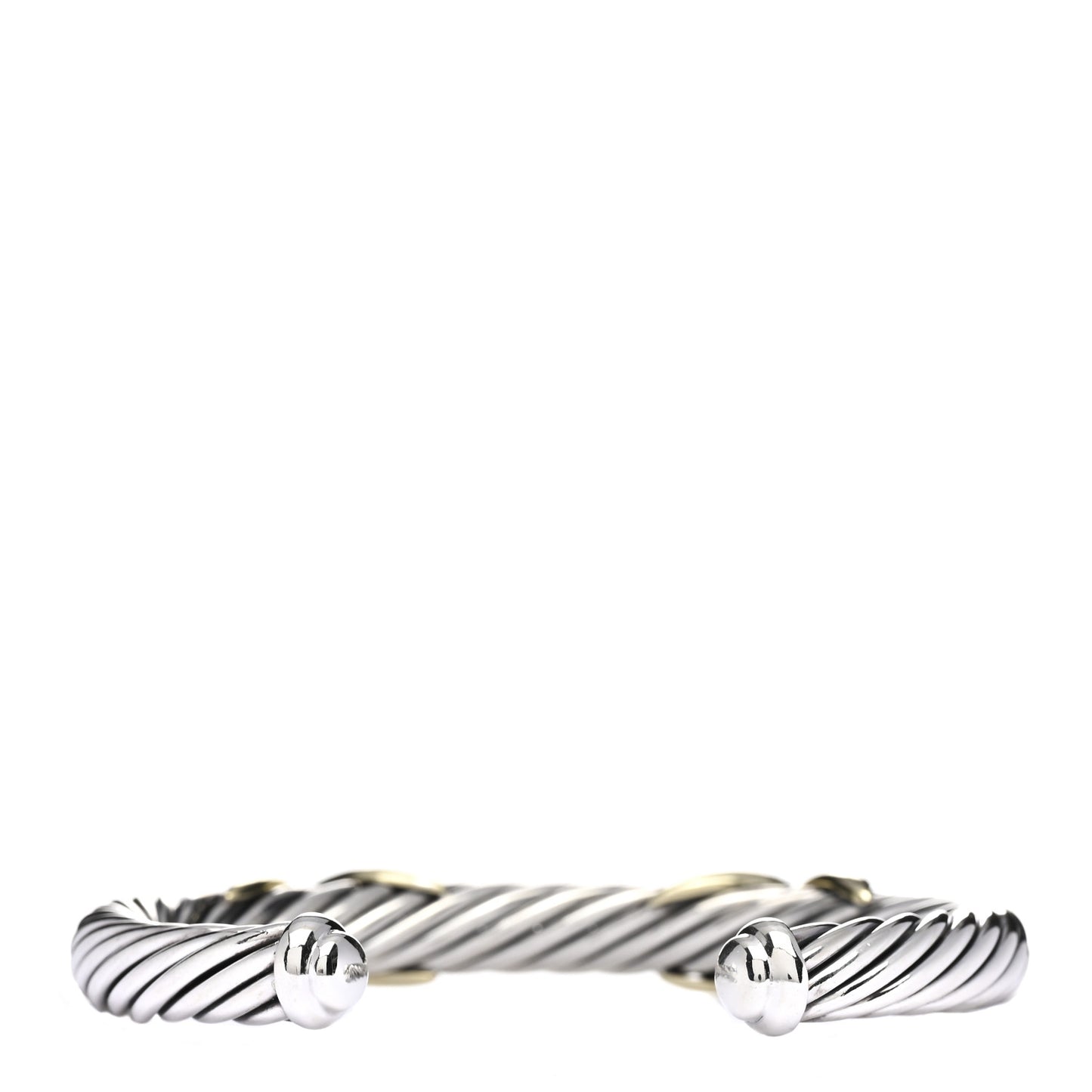 Sterling Silver 14K Yellow Gold 7mm Double X Cable Bracelet