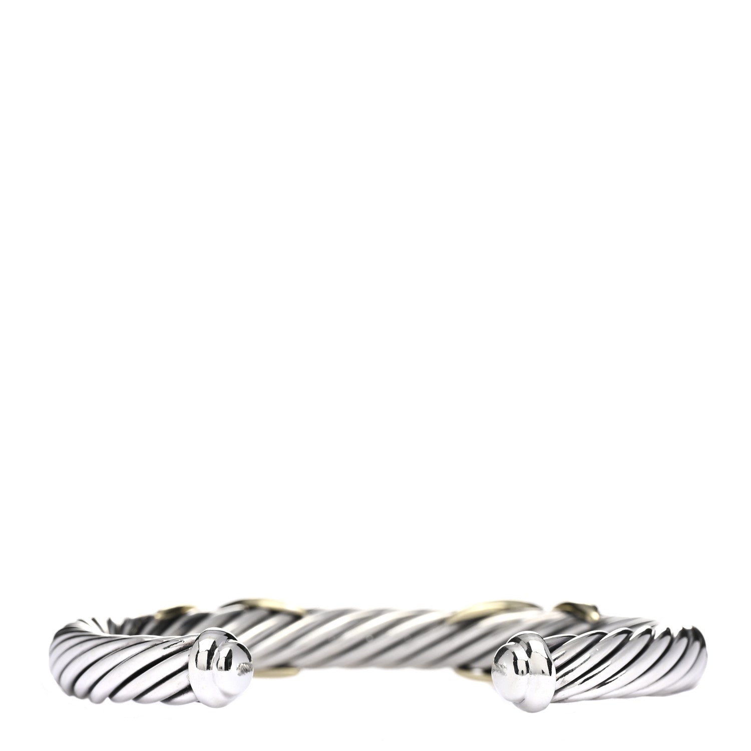 David Yurman Sterling Silver 14K Yellow Gold 7mm Double X Cable Bracelet 2 of 3