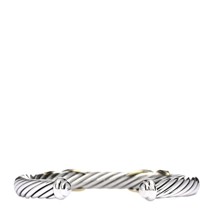 David Yurman Sterling Silver 14K Yellow Gold 7mm Double X Cable Bracelet 2 of 3