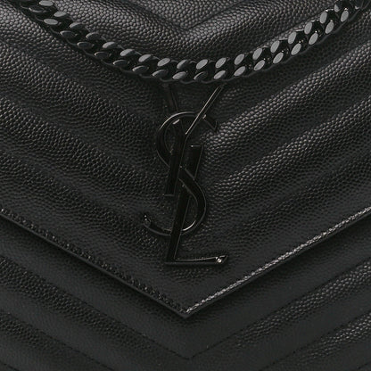 Saint Laurent Grain De Poudre Matelasse Chevron Monogram Monochrome Chain Wallet Black 9 of 13