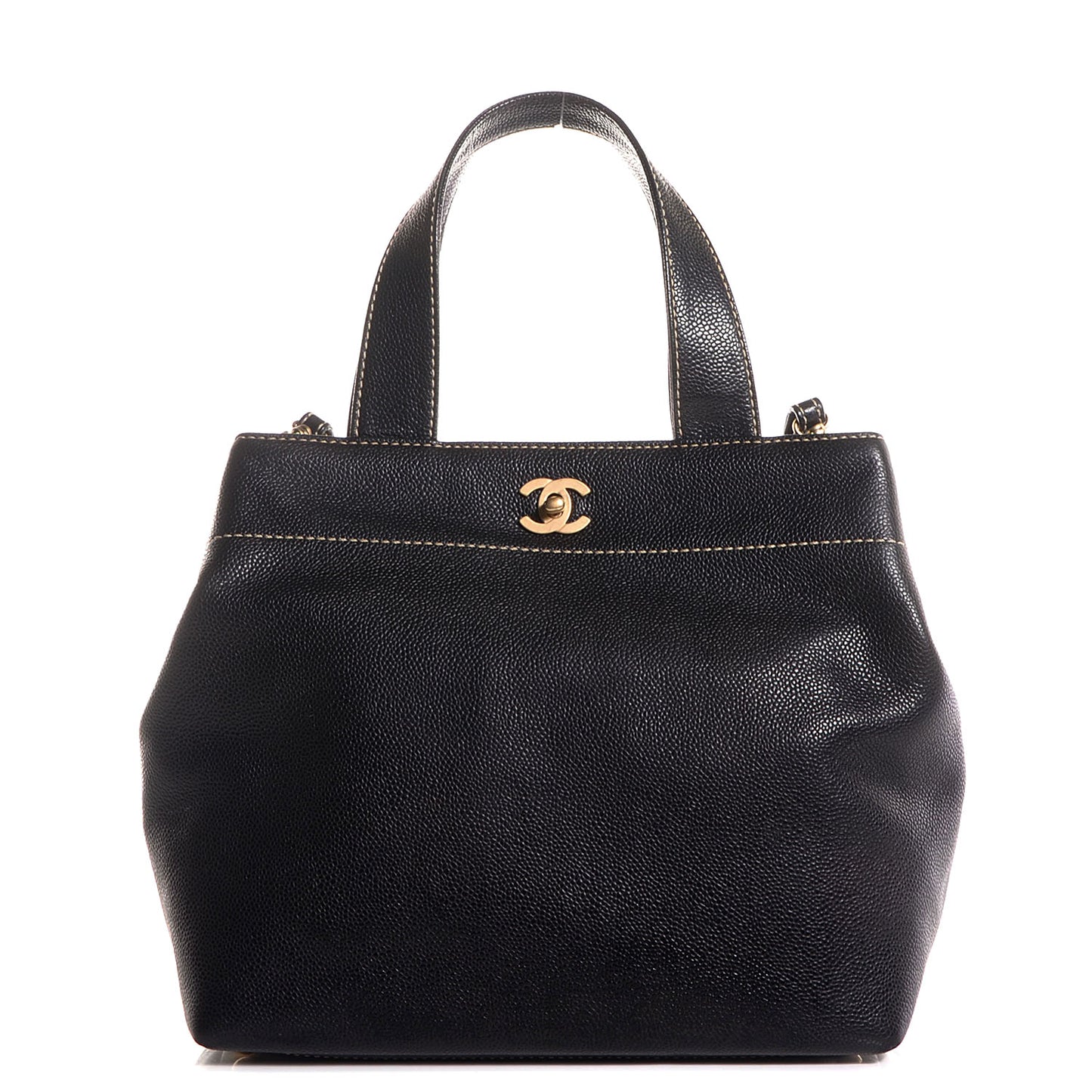 Caviar Medium Shopper Tote Black