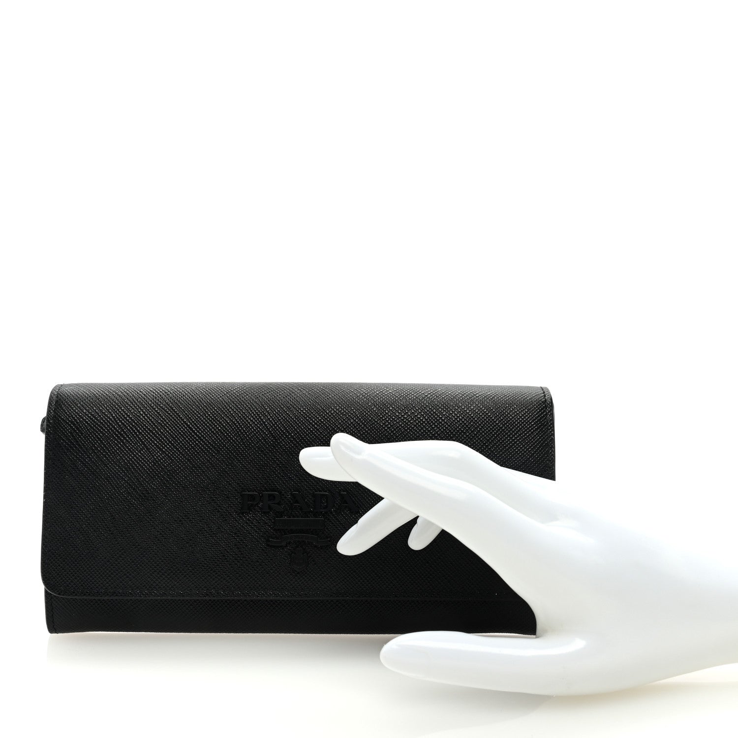 Prada Saffiano Metal Continental Flap Wallet Black 2 of 7