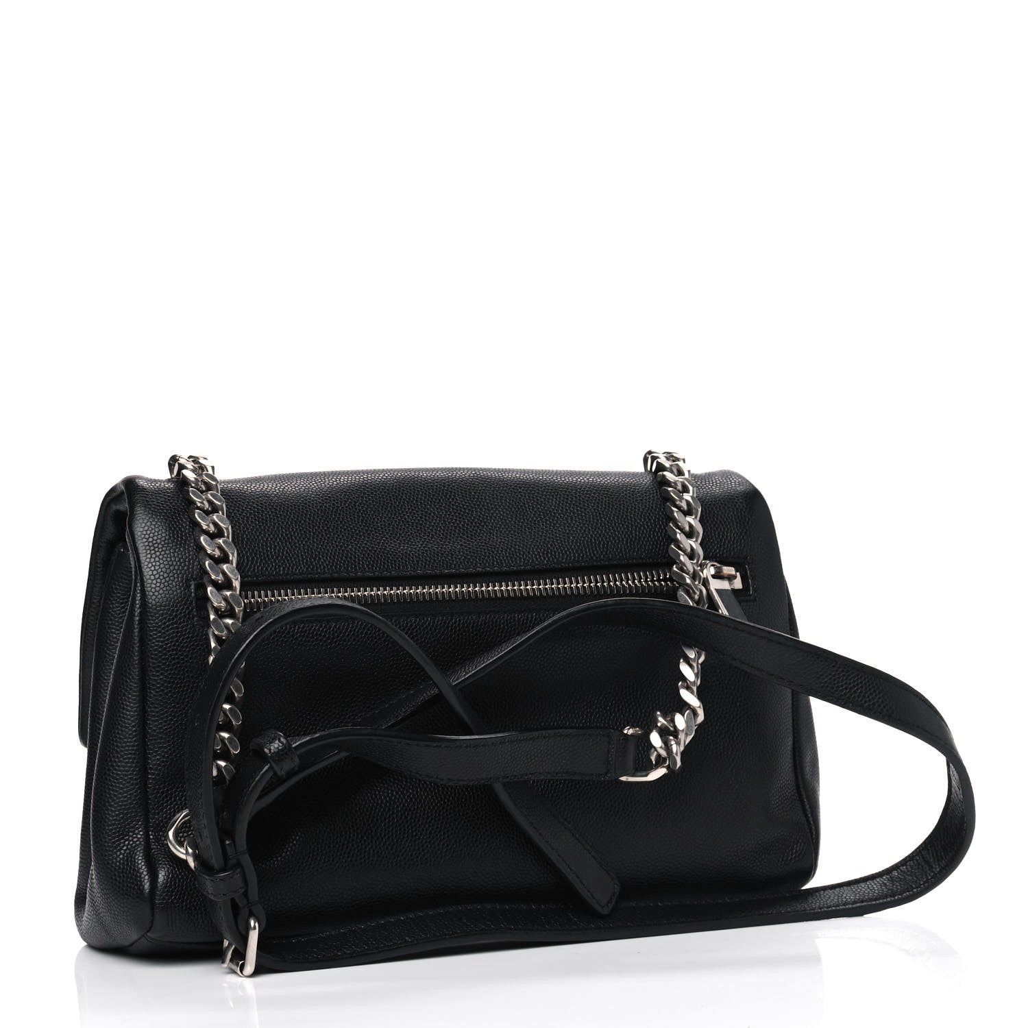 Saint Laurent Grain De Poudre Small West Hollywood Monogram Fold-Over Bag Black 2 of 4