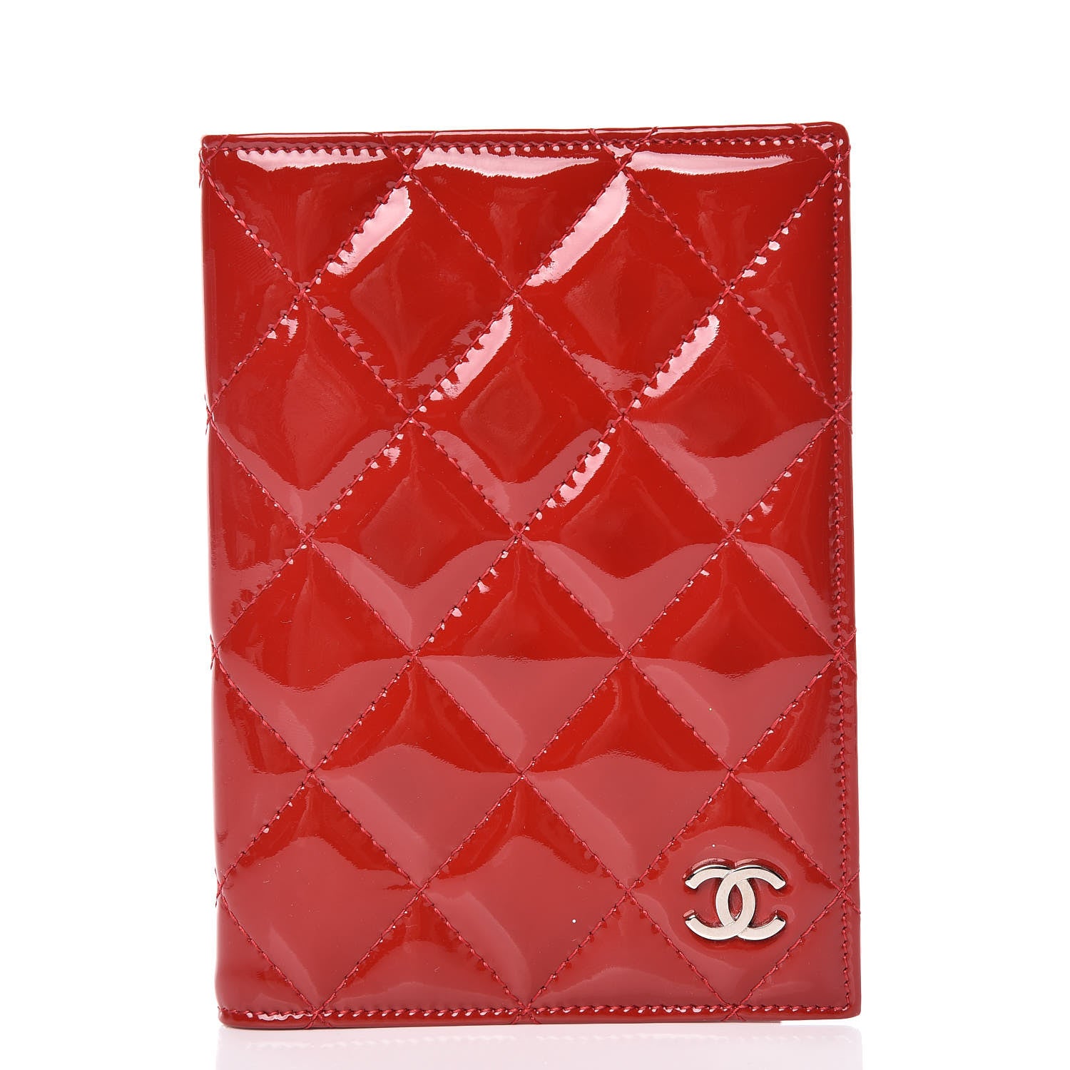 Chanel Patent Calfskin Quilted Passport Holder Red 1 of 8