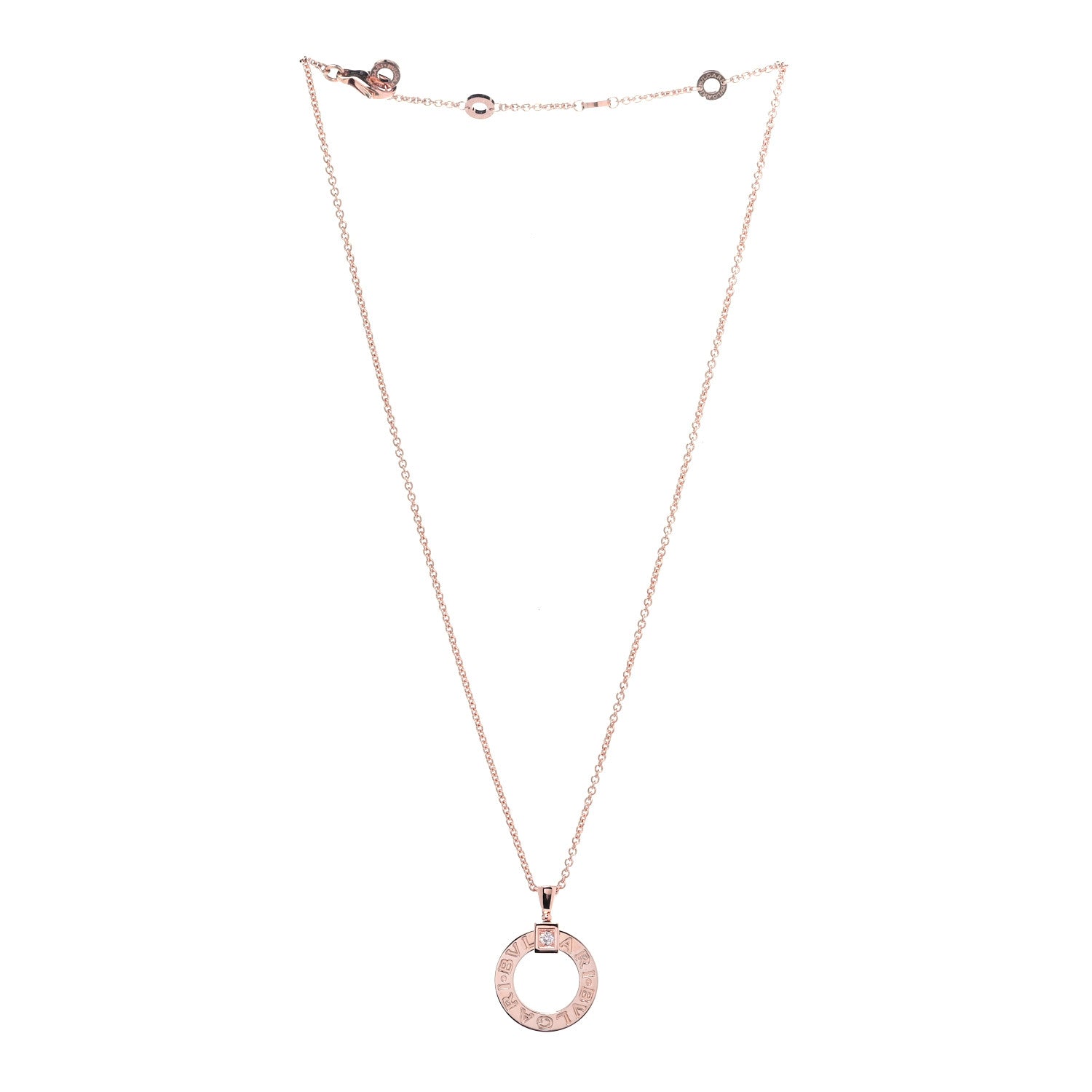 Bulgari 18K Rose Gold Diamond BVLGARI BVLGARI Pendant Necklace 2 of 4