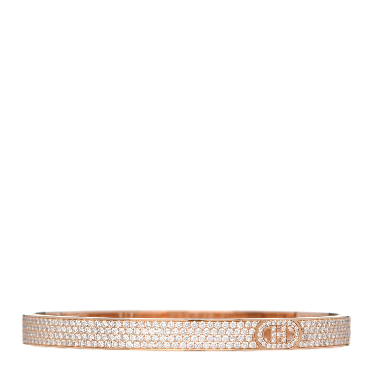 Hermes 18K Rose Gold Pave Diamond H D'Ancre Bracelet SH 1 of 4