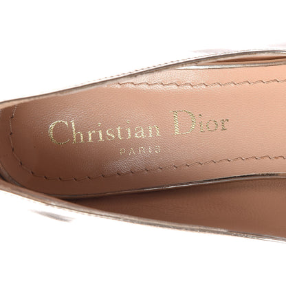 Christian Dior Mirror Finish Calfskin Baby-D Ballet Pumps 38 Stardust Gold 6 of 8