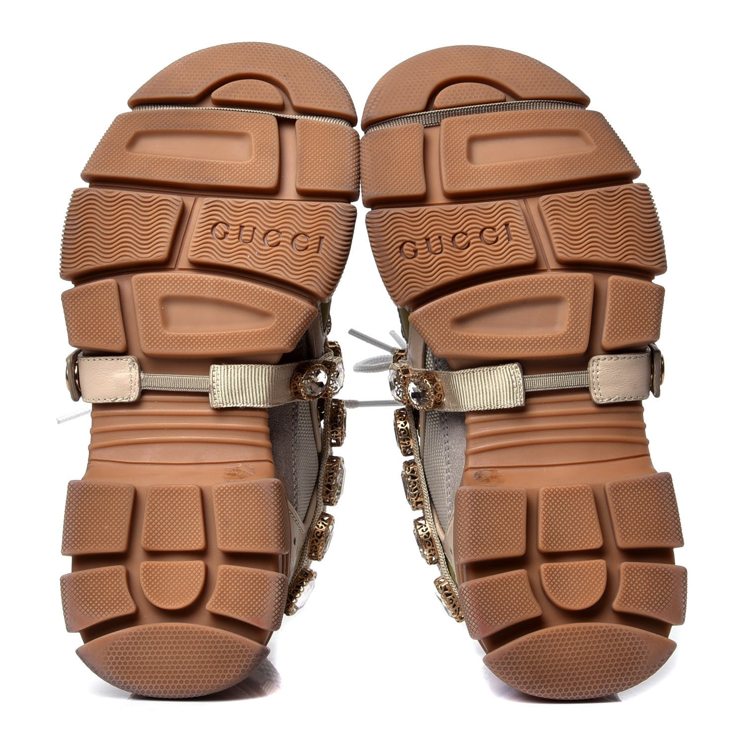 Gucci X SEGA Mesh Canvas Calfskin Removable Crystals Flashtrek Sneakers 36.5 Mystic White Oatmeal Sand Storm 5 of 6