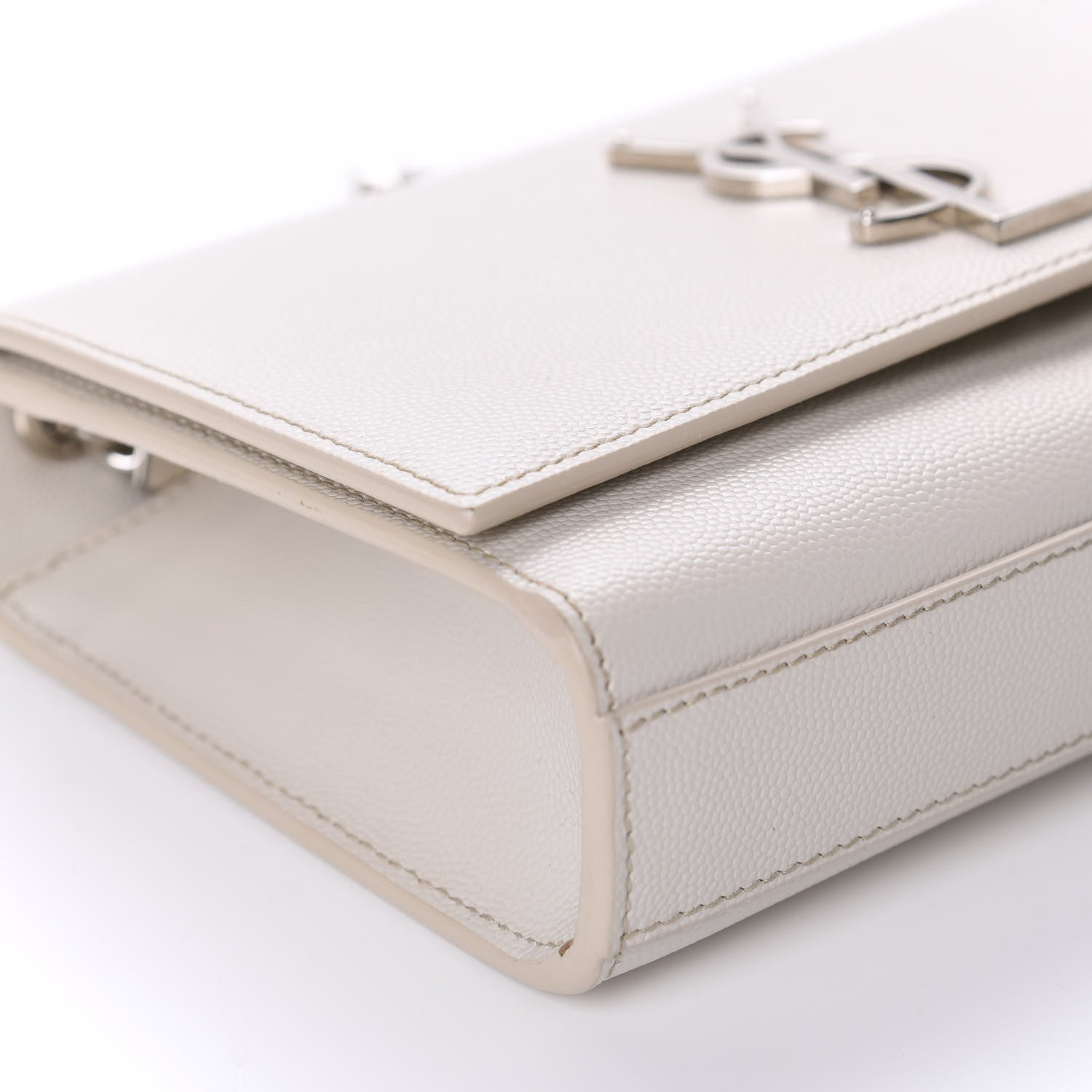 Saint Laurent Grain De Poudre Small Monogram Kate Satchel Optical White 6 of 14