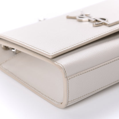 Saint Laurent Grain De Poudre Small Monogram Kate Satchel Optical White 6 of 14
