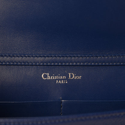 Christian Dior Grained Calfskin Diorama Wallet on Chain Pouch Blue 8 of 9