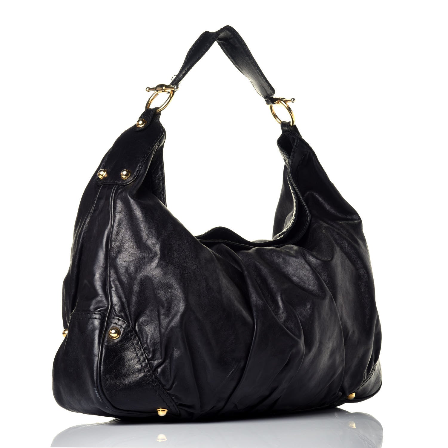 Gucci Calfskin Large Jockey Hobo Black 3 of 10