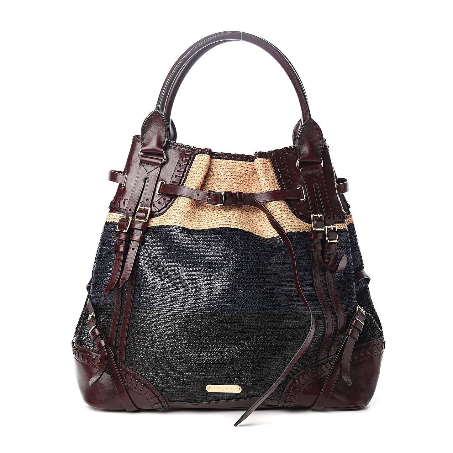 Raffia Whipstitch Bag Brown Black