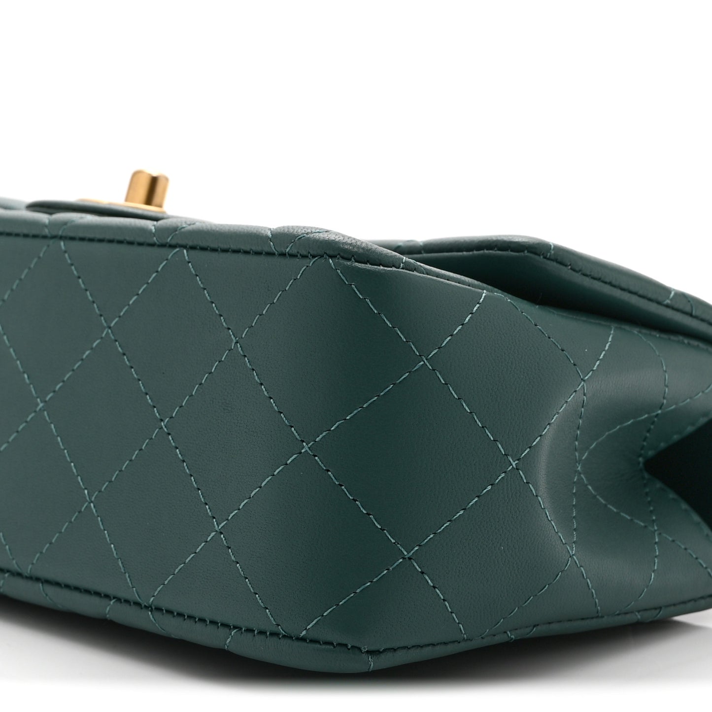 Lambskin Quilted Mini Top Handle Rectangular Flap Green