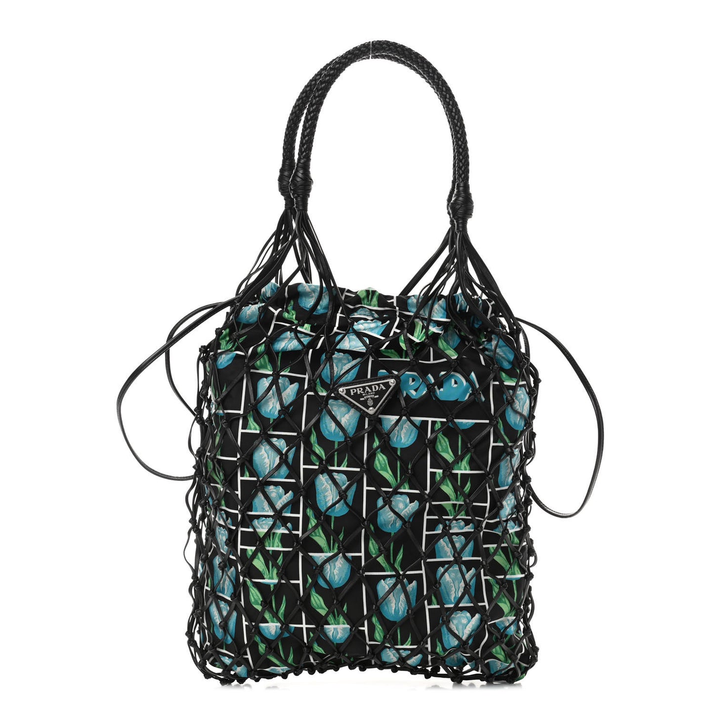 Tessuto Nylon Floral Print Net Tote Black Multicolor