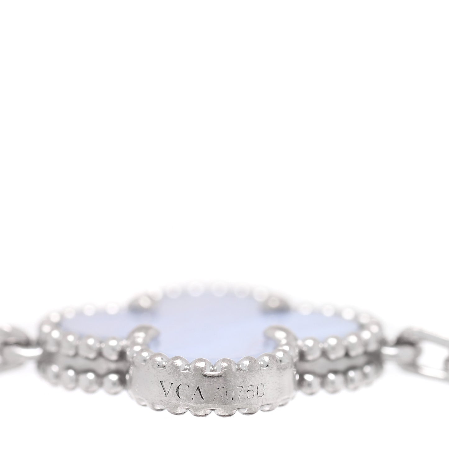 18K White Gold Chalcedony 5 Motifs Vintage Alhambra Bracelet